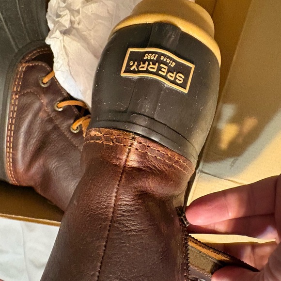 Sperry Men's Black and Brown Leather Rain Boots - Picture 7 of 7